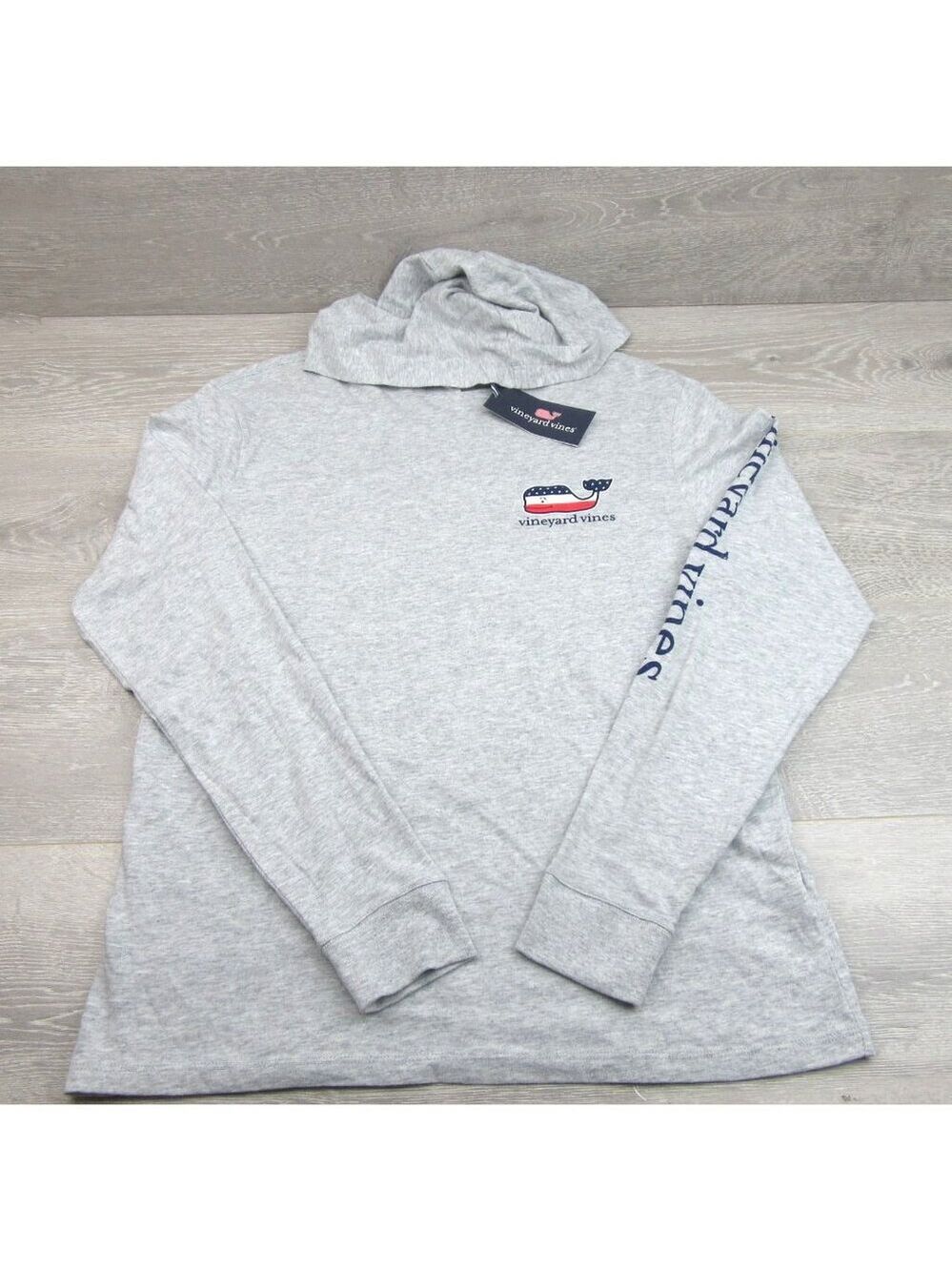 Vineyard Vines Graphic USA Hoodie Mens Size Small Grey Heather Long Sleeve NEW - Picture 2 of 13